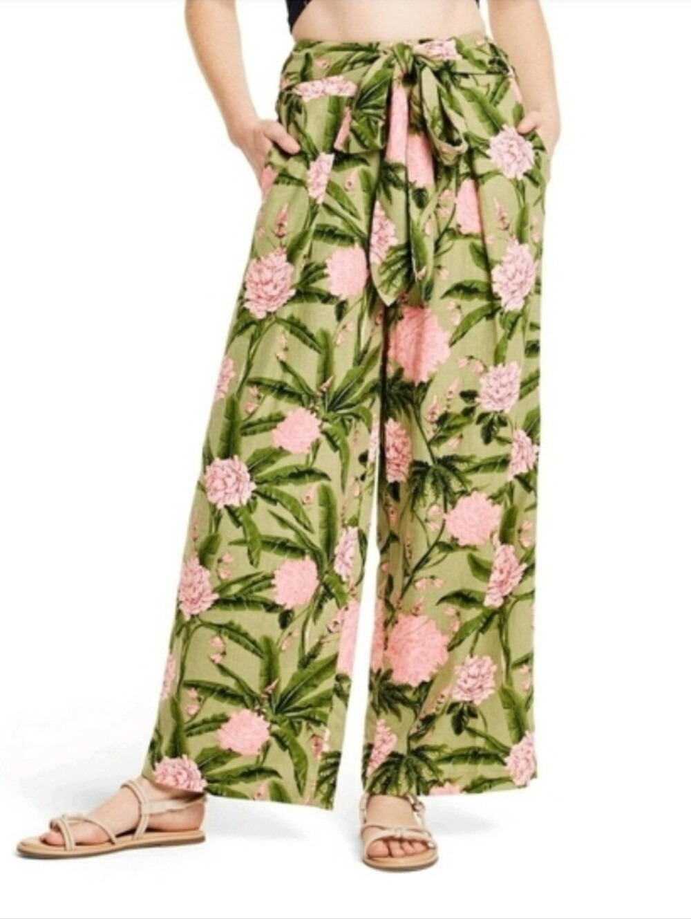 Agua Bendita X Target Wide-Leg Floral Tie-Waist Pants Size XXS